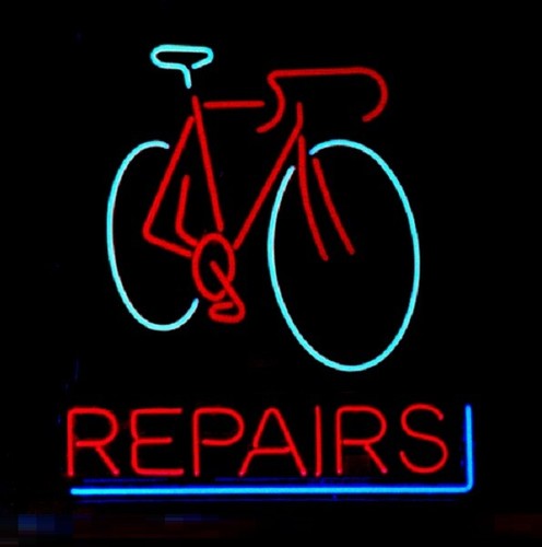 Riparazioni insegna neon - riparazioni, bici
